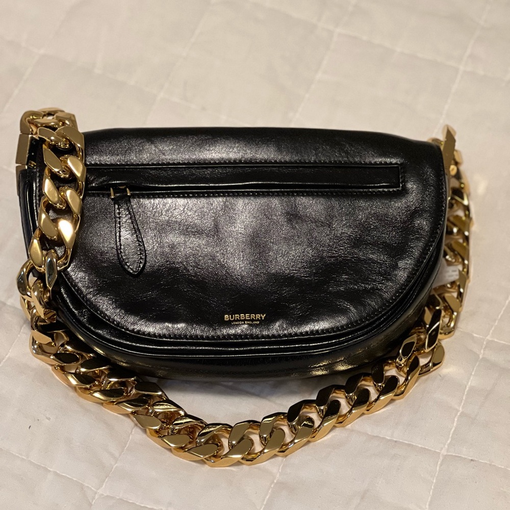 Burberry Olympia Lambskin Bag. Black, Small.